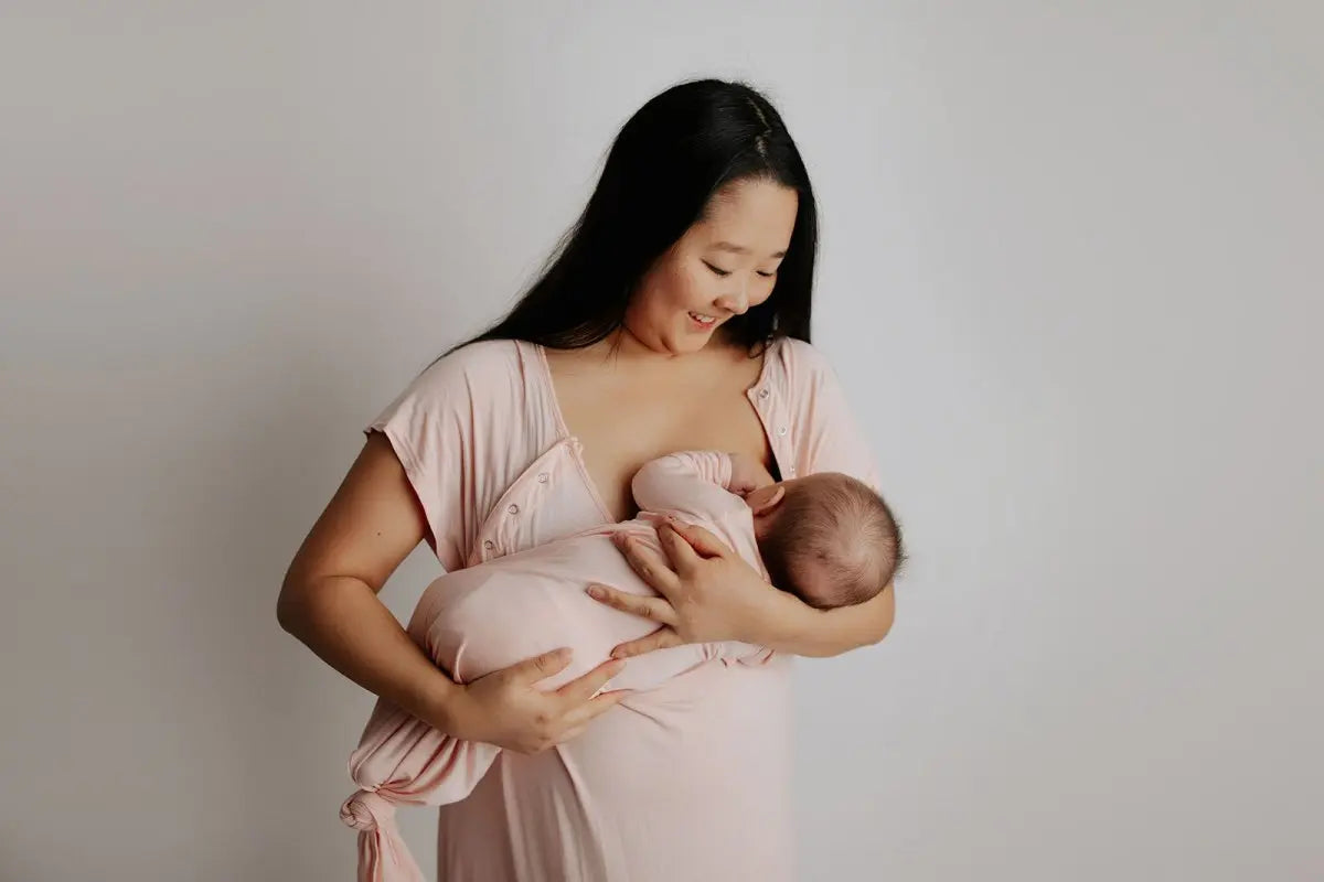 Three Little Tots Heavenly Pink Mommy Labor and Delivery Nursing Hospital Gown - 