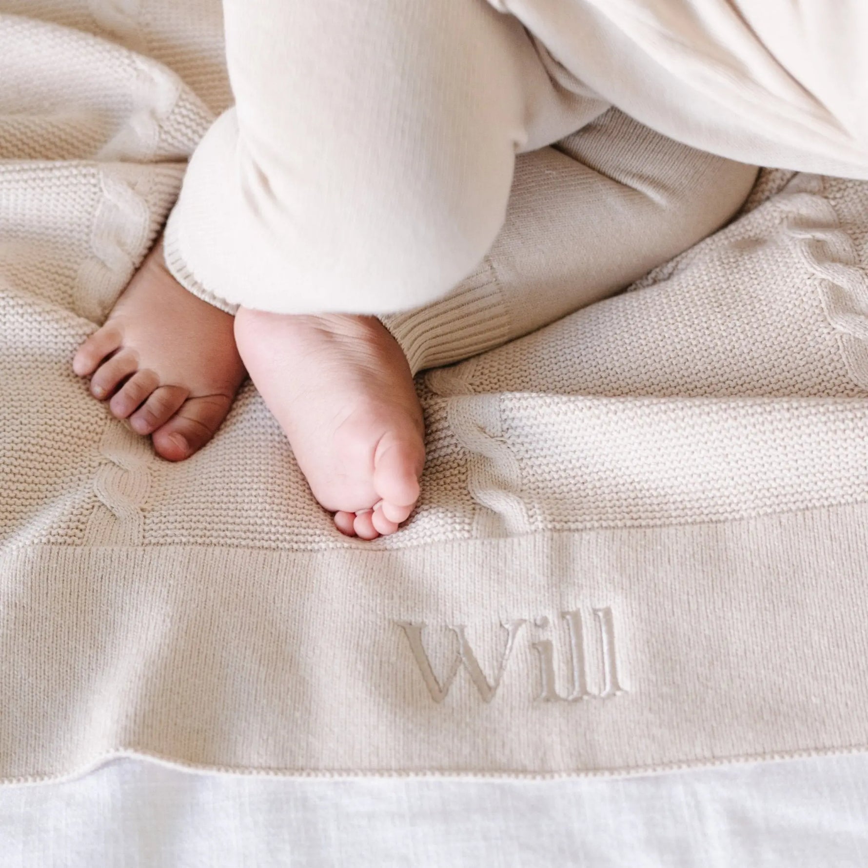Heirloom Cotton Knit Receiving Blanket Cable Knit Saranoni - Everetts Place Boutique