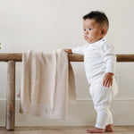 Heirloom Cotton Knit Receiving Blanket Cable Knit Saranoni - Everetts Place Boutique