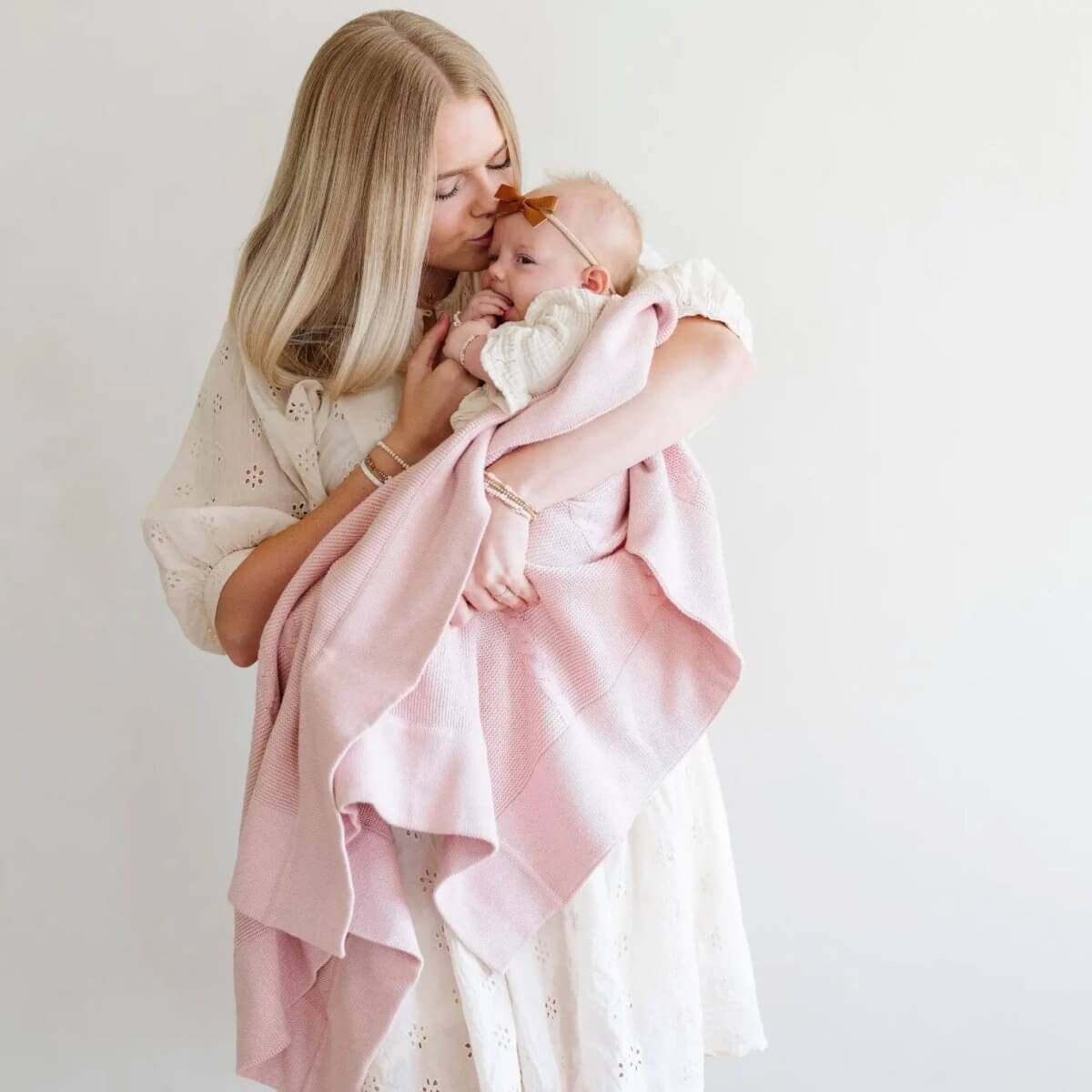 Saranoni Heirloom Cotton Knit Receiving Blanket Cable Knit Saranoni - Everetts Place Boutique - 