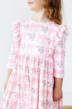 Heirloom Garden Three Quarter Sleeve Ruffle Twirl Dress Mila & Rose ® Everetts Place: Online Boutique