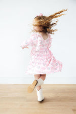 Heirloom Garden Three Quarter Sleeve Ruffle Twirl Dress Mila & Rose ® Everetts Place: Online Boutique