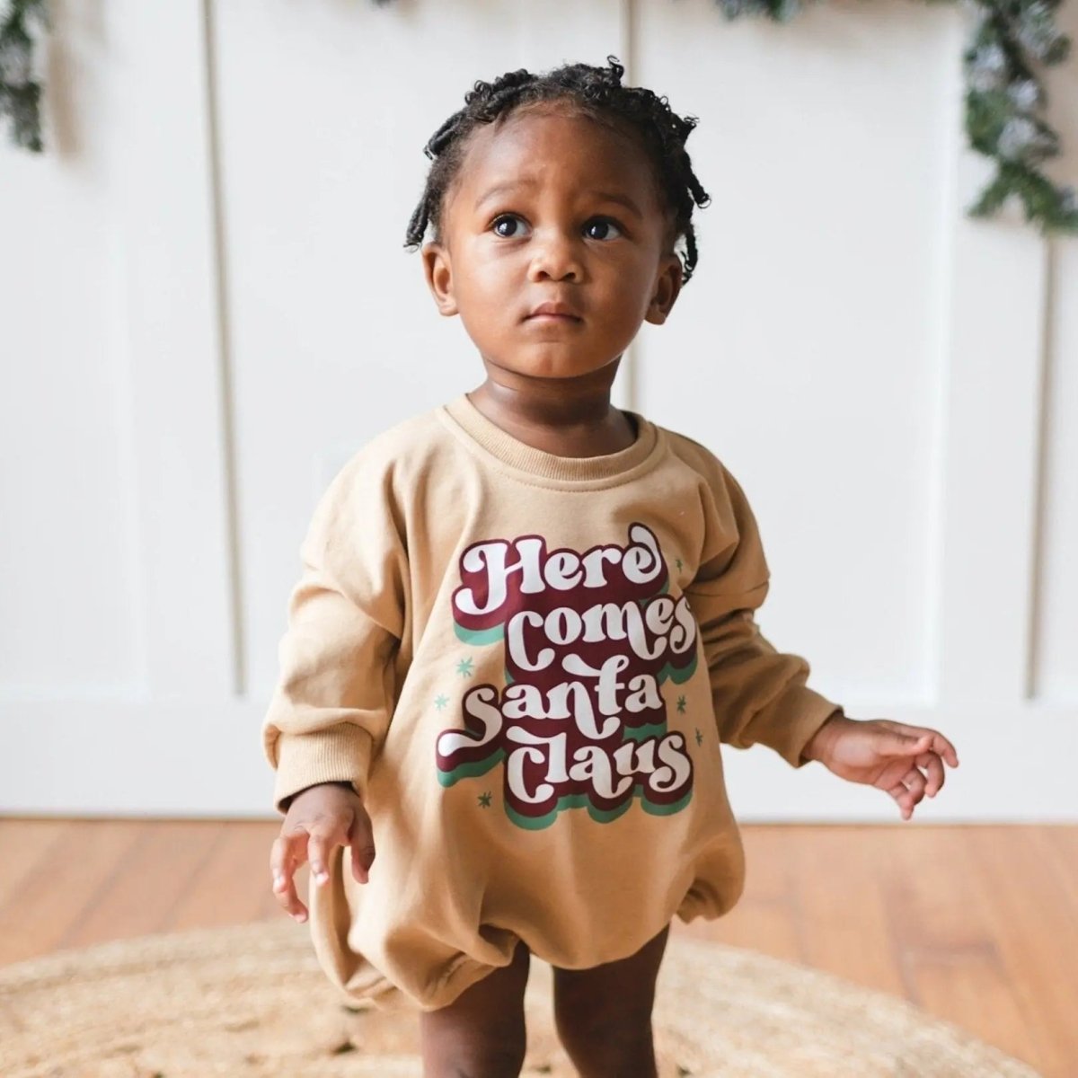 Little Joy Co. Here Comes Santa Claus Sweatshirt Romper - Everetts Place Boutique - 