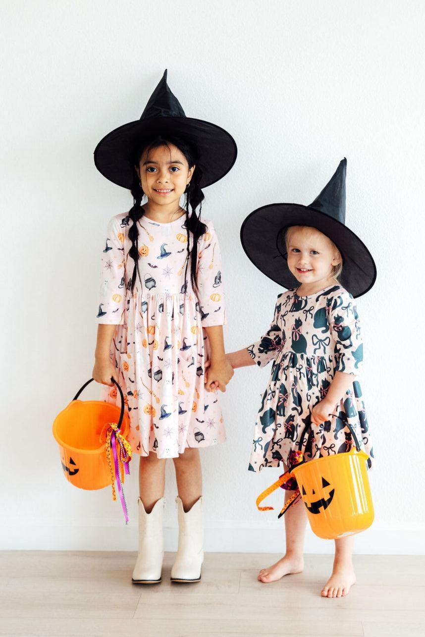Hey Boo Three Quarter Sleeve Pocket Twirl Dress For Toddlers Mila & Rose ® Everetts Place: Online Boutique