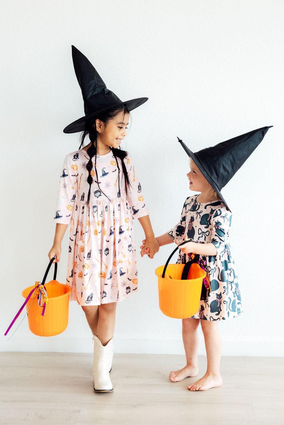 Hey Boo Three Quarter Sleeve Pocket Twirl Dress For Toddlers Mila & Rose ® Everetts Place: Online Boutique