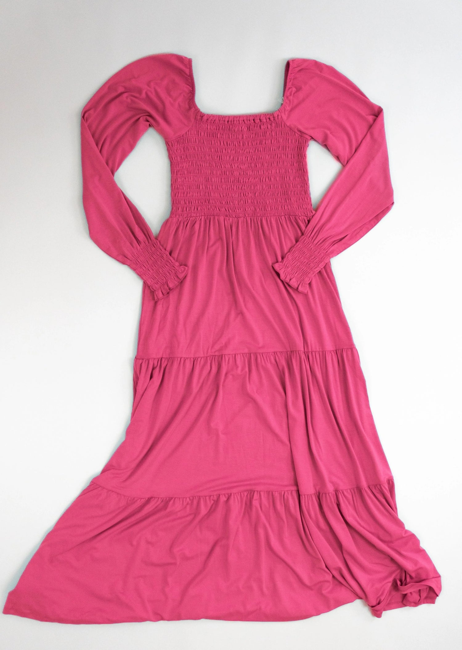 Bubble Baby Hibiscus | Adult Long Sleeve Smocked Dress - 
