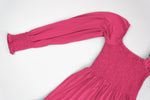 Bubble Baby Hibiscus | Adult Long Sleeve Smocked Dress - 