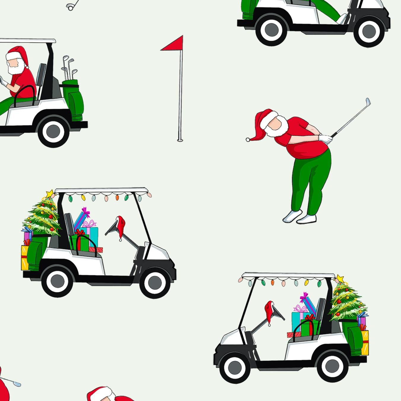 LollyBanks Ho Ho Hole In One baby zipper pajama, golf & Christmas print.