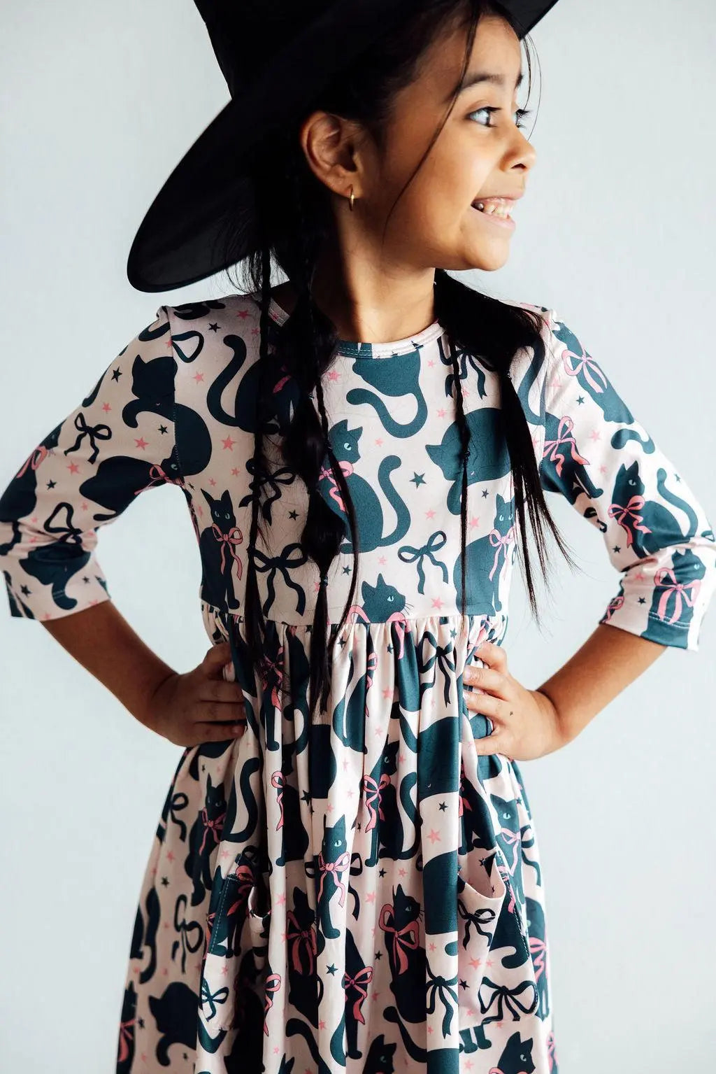 Hocus Purrcus 3 Quarter Sleeve Pocket Twirl Dress Toddler Mila & Rose ® Everetts Place: Online Boutique