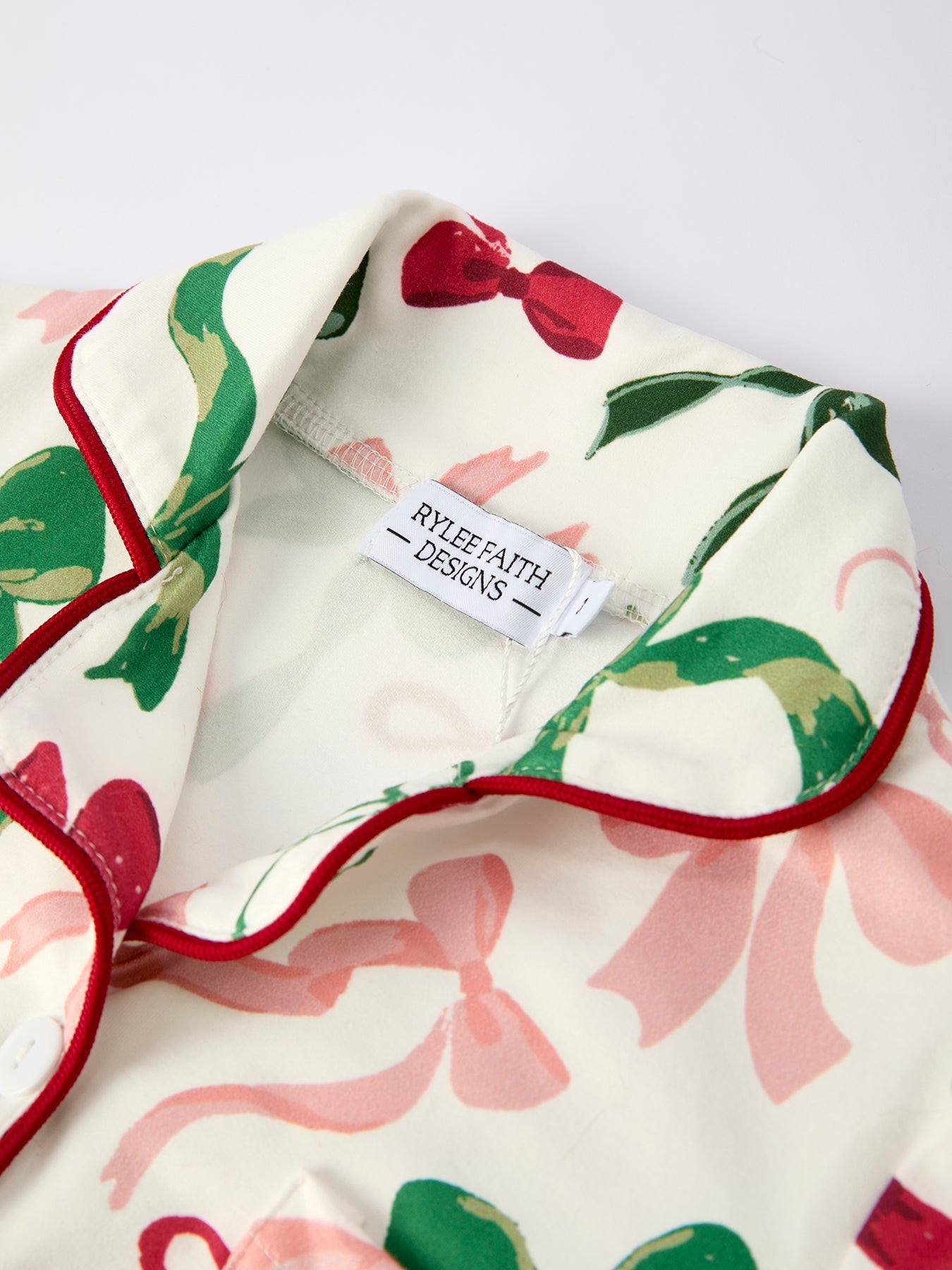 Holiday Bow Print Christmas Pajama Set Girls Cozy Sleepwear Rylee Faith Designs Everetts Place: Online Boutique