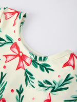 Holiday Christmas Dress With Holly Embellishments For Girls - Everetts Place Boutique - 