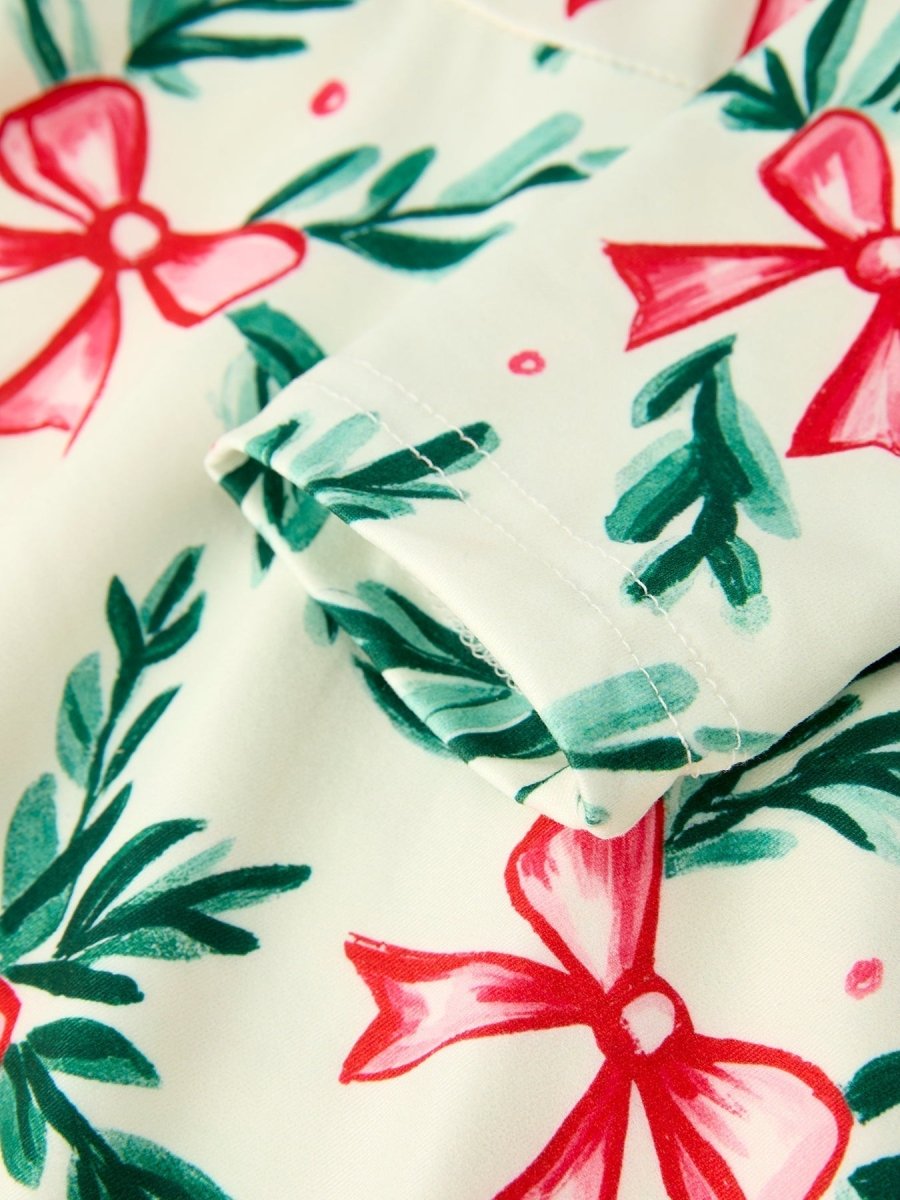 Holiday Christmas Dress With Holly Embellishments For Girls - Everetts Place Boutique - 