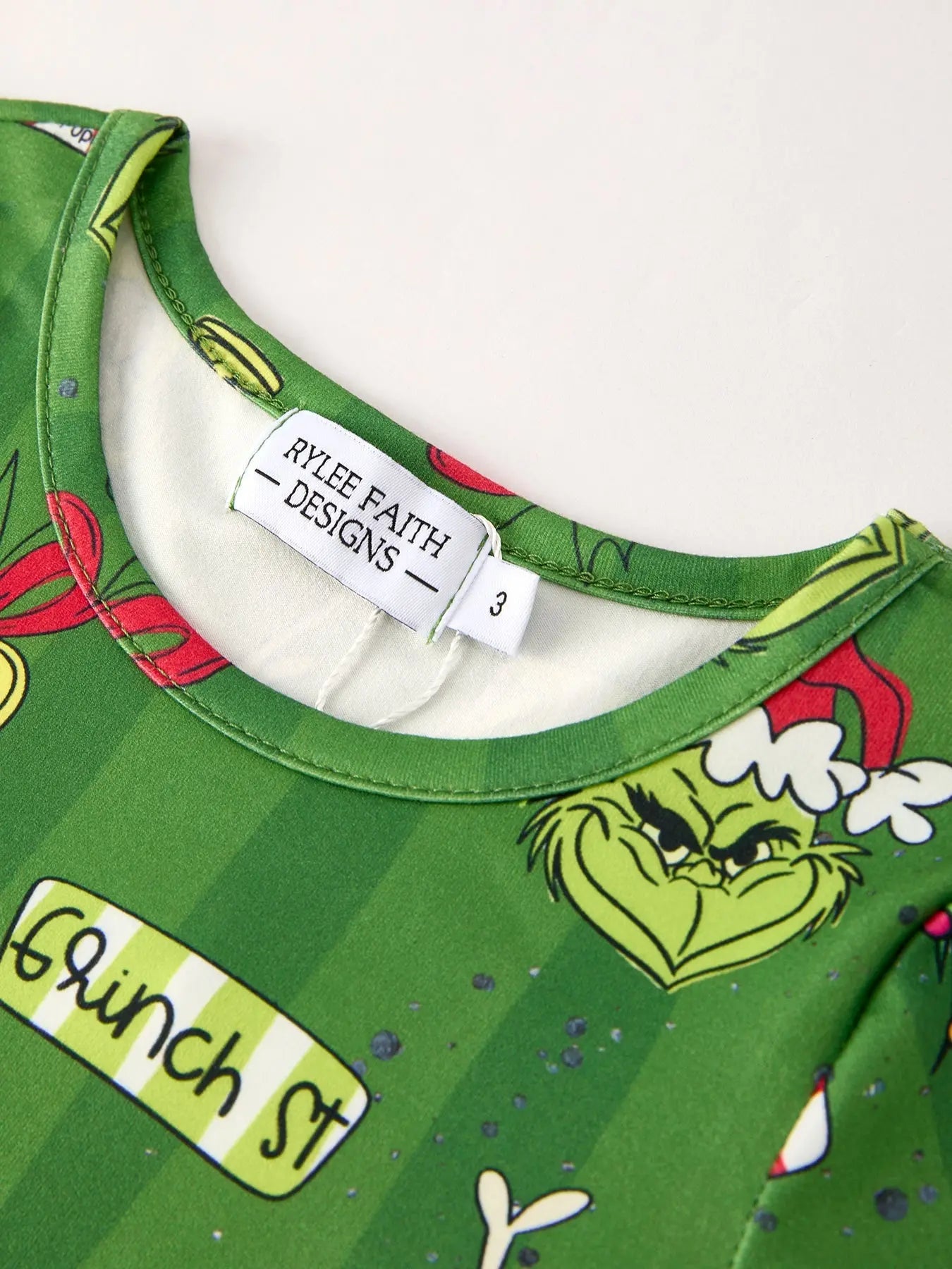 Holiday Elf And Christmas Tree Pattern Girls Dress Rylee Faith Designs Everetts Place: Online Boutique