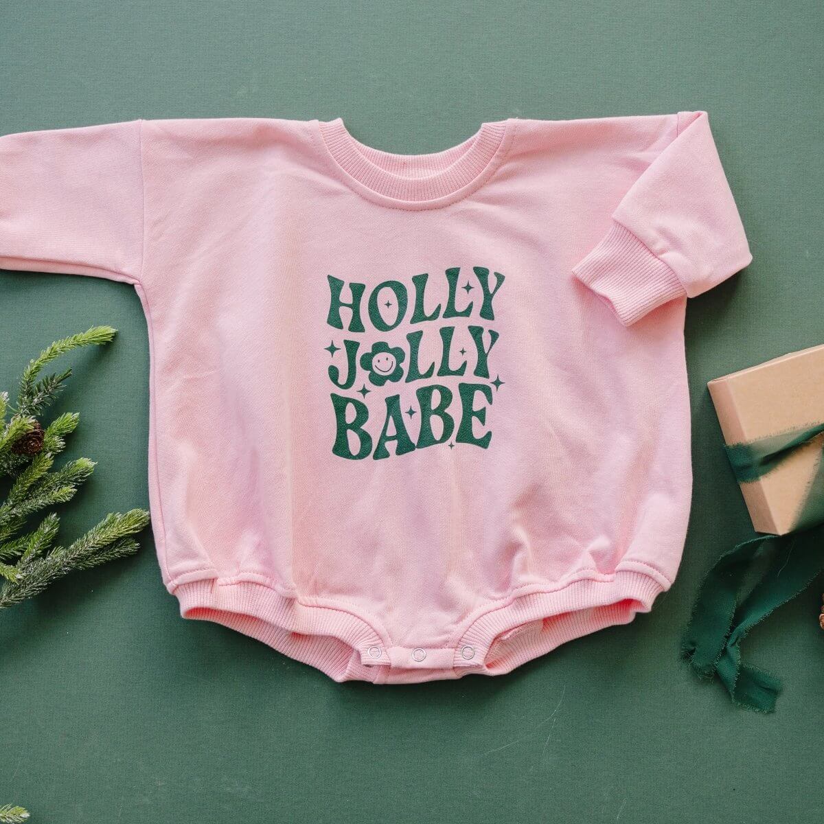 Little Joy Co. Holly Jolly Babe Christmas Sweatshirt Romper - Everetts Place Boutique - 