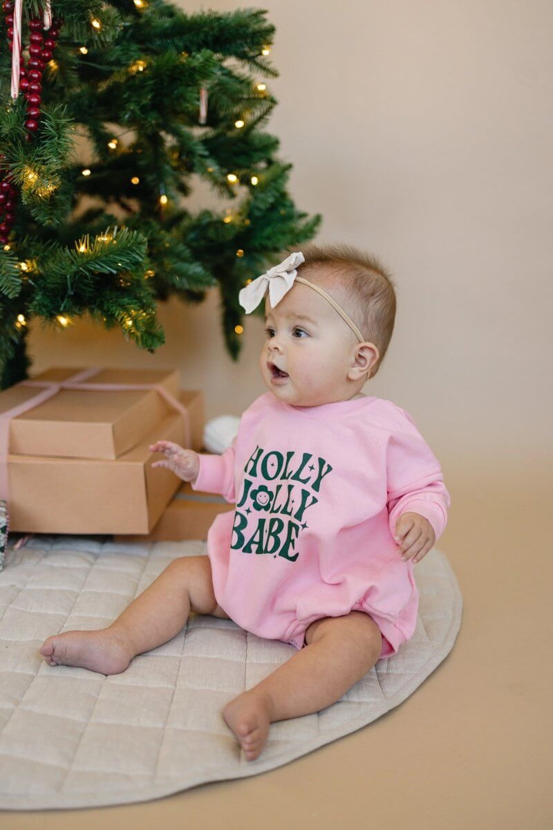 Little Joy Co. Holly Jolly Babe Christmas Sweatshirt Romper - Everetts Place Boutique - 
