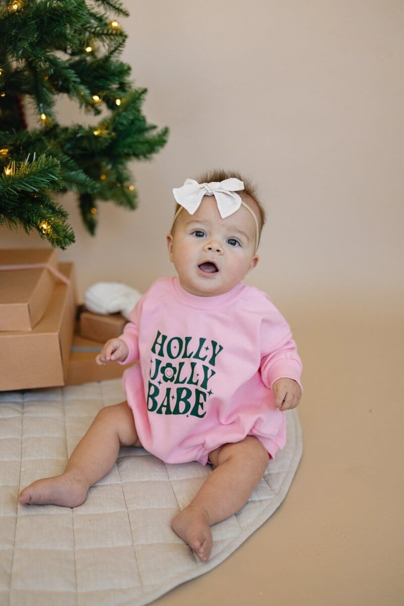 Little Joy Co. Holly Jolly Babe Christmas Sweatshirt Romper - Everetts Place Boutique - 