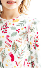Mila & Rose ® Holly Jolly Christmas Long Sleeve Ruffle Tee For Girls - Apparel & Accessories > Clothing > Clothing Tops Ruffle Tee L/S