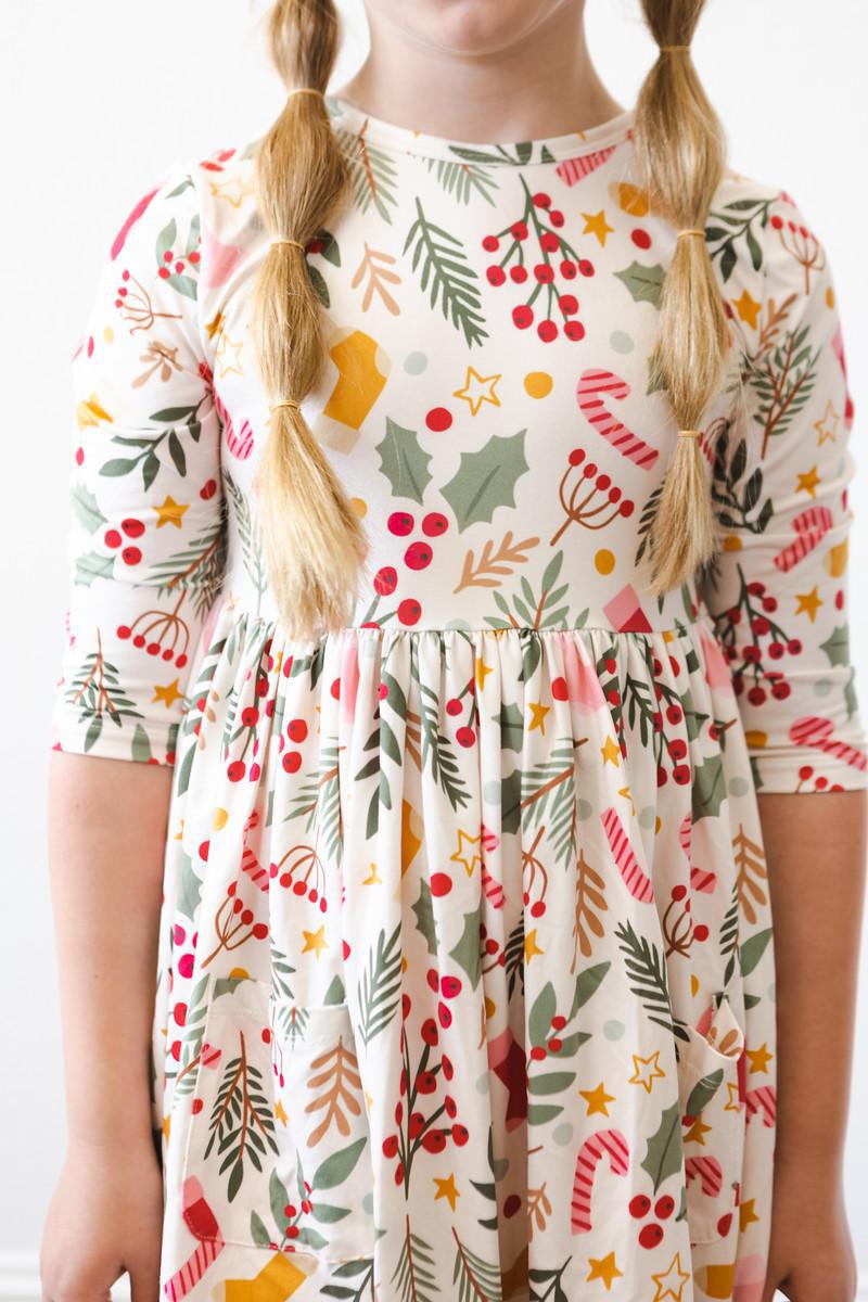 Holly Jolly Christmas Three Quarter Sleeve Twirl Dress Mila & Rose ® Everetts Place: Online Boutique