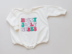 Little Joy Co. Holly Jolly Vibes Christmas Sweatshirt Romper - Everetts Place Boutique - 