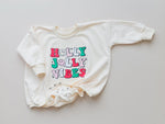 Little Joy Co. Holly Jolly Vibes Christmas Sweatshirt Romper - Everetts Place Boutique - 