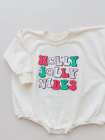 Little Joy Co. Holly Jolly Vibes Christmas Sweatshirt Romper - Everetts Place Boutique - 