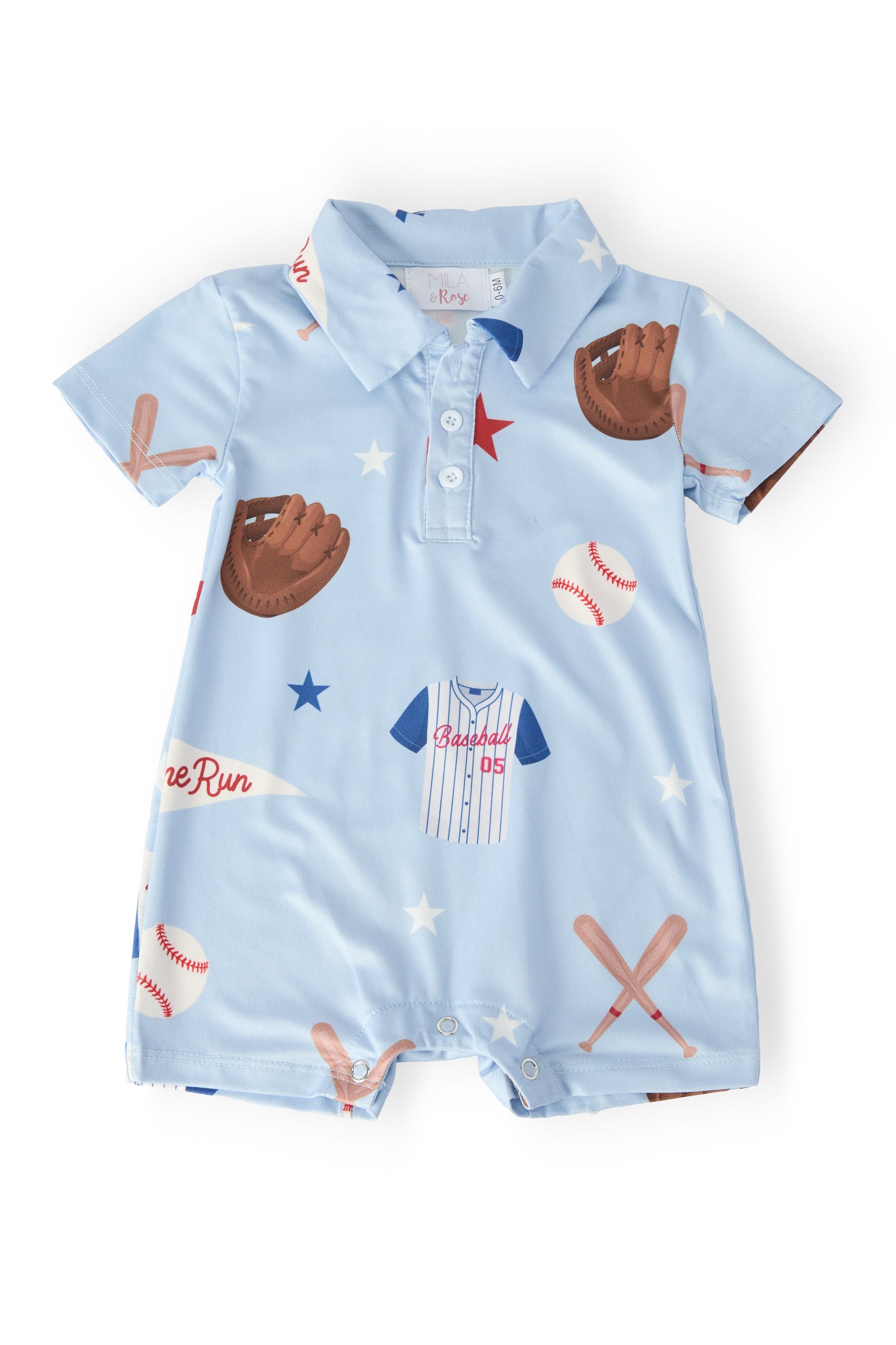 Mila & Rose organic baby Home Run Polo Shorty One-Piece