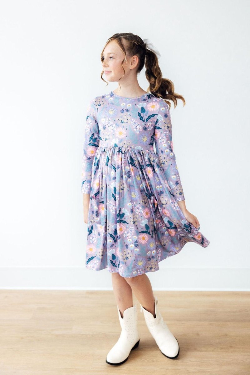 Mila & Rose ® Honeysuckle Long Sleeve Pocket Twirl Dress for Girls - Everetts Place Boutique - 