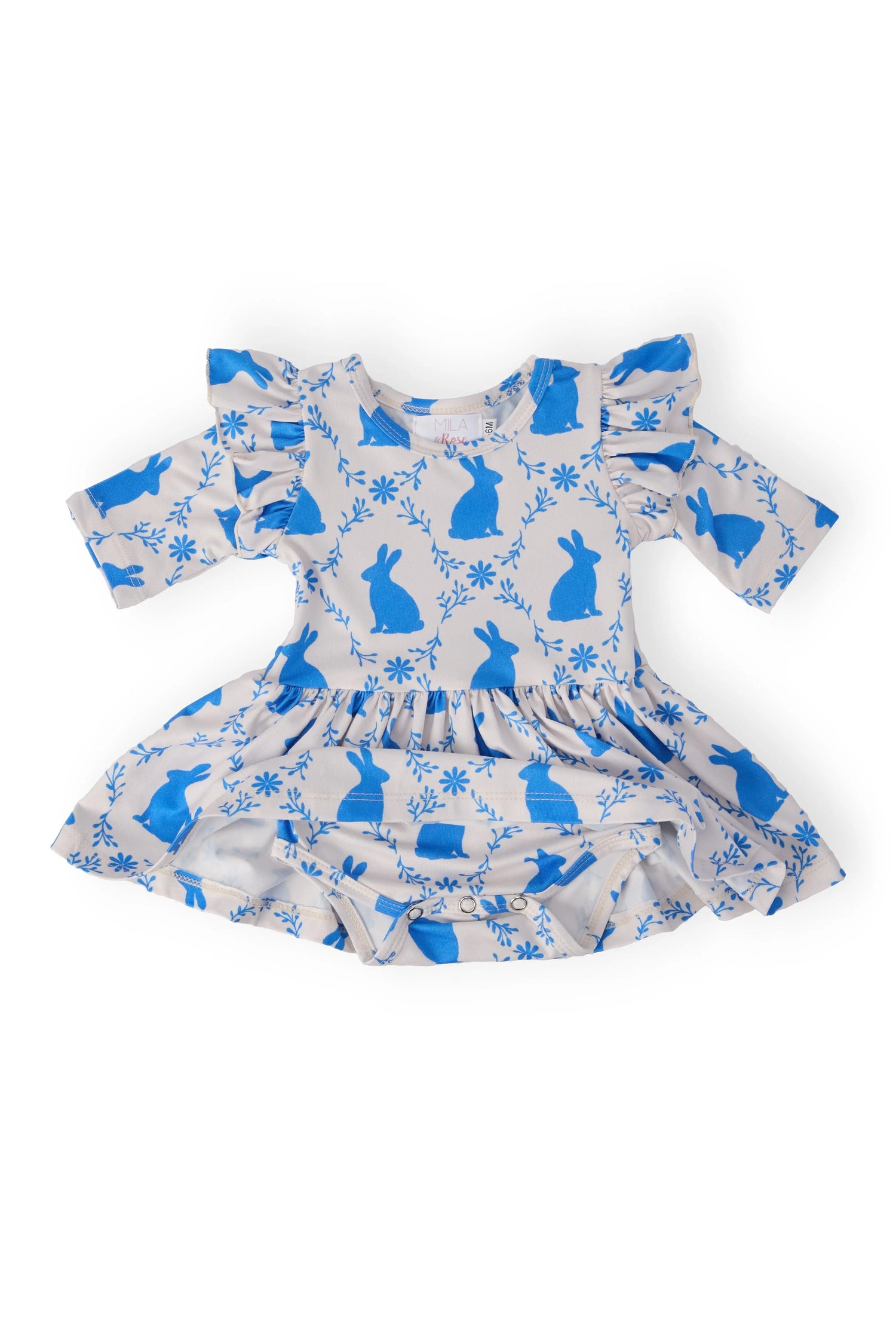 Mila & Rose ® Hop 'til You Drop 3/4 Sleeve Twirl Flutter Bodysuit - 