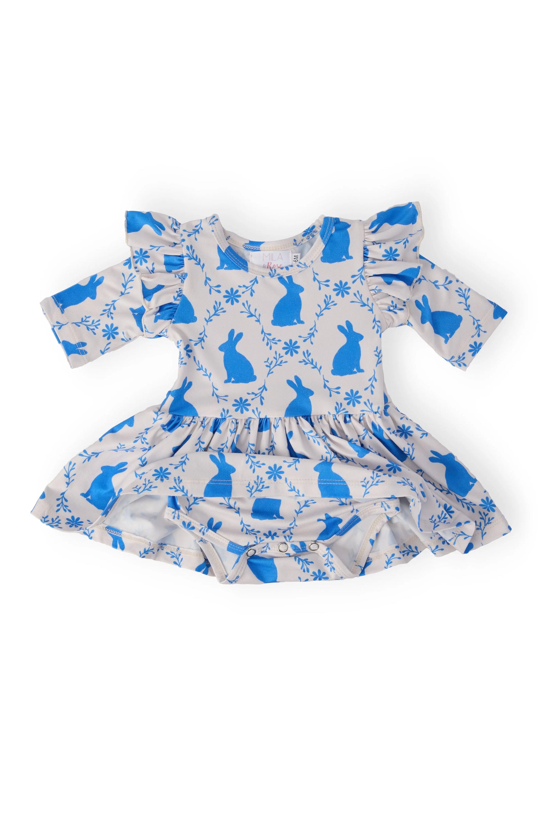 Mila & Rose ® Hop 'til You Drop 3/4 Sleeve Twirl Flutter Bodysuit - 