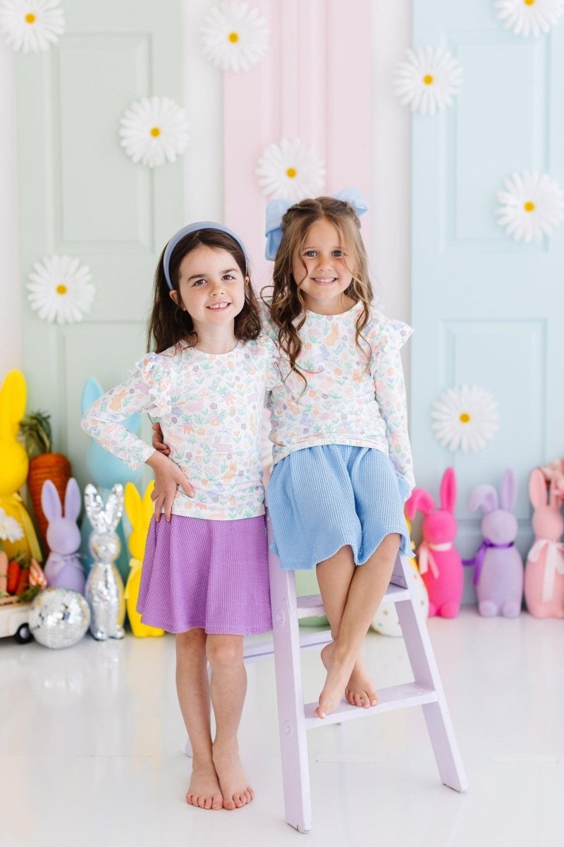 Mila & Rose ® Hoppy Easter Long Sleeve Ruffle Tee Mila And Rose Kids - Everetts Place Boutique - 
