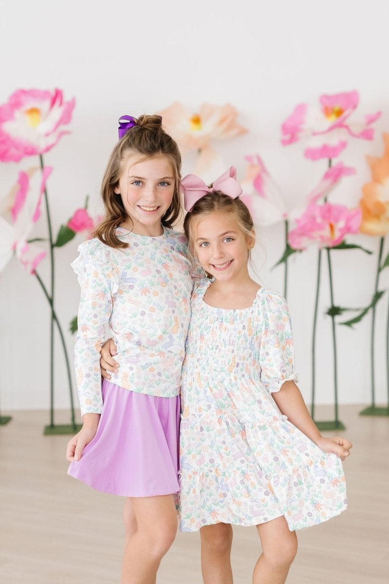 Mila & Rose ® Hoppy Easter Long Sleeve Ruffle Tee Mila And Rose Kids - Everetts Place Boutique - 