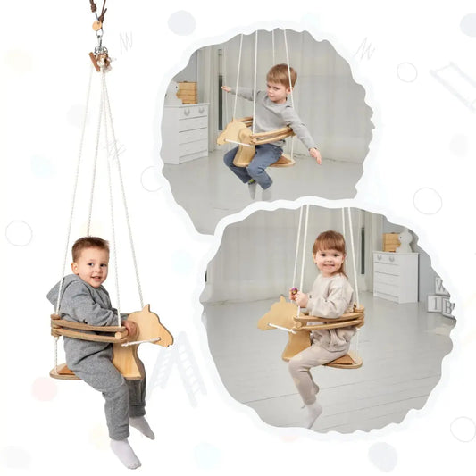 Horse Rope Swing Montessori Toy for Kids with Sturdy Birch Plywood and Durable Multifilament Polypropylene Rope Goodevas Everetts Place: Online Boutique