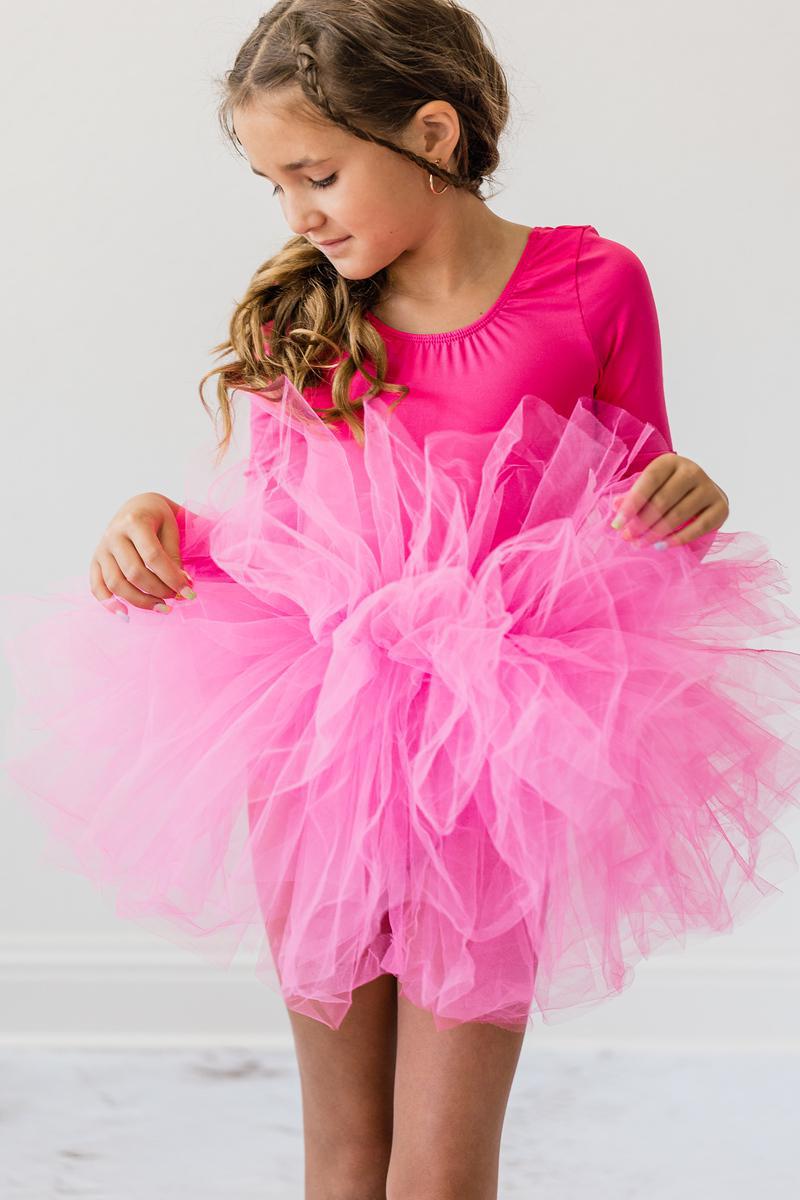 Mila & Rose ® Hot Pink 3/4 Tutu Leotard for Girls Dance Class Playtime - Everetts Place Boutique - 