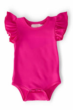 Mila & Rose ® Hot Pink Flutter Short Sleeve Bodysuit For Baby Girls - Everetts Place Boutique - 