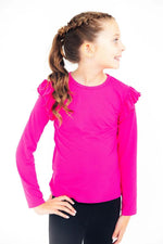 Hot Pink Long Sleeve Ruffle Tee for Girls Wardrobe Essential Mila & Rose ® Everetts Place: Online Boutique