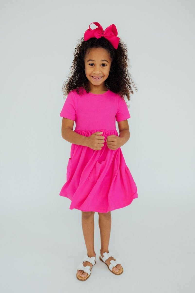 Mila & Rose ® Hot Pink Pocket Twirl Dress For Toddlers By Mila Rose - Everetts Place Boutique - 