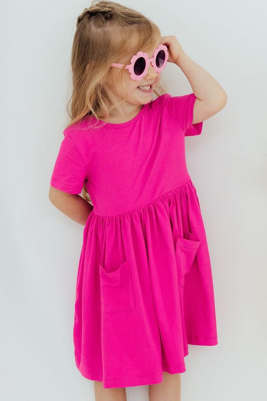 Mila & Rose ® Hot Pink Pocket Twirl Dress For Toddlers By Mila Rose - Everetts Place Boutique - 