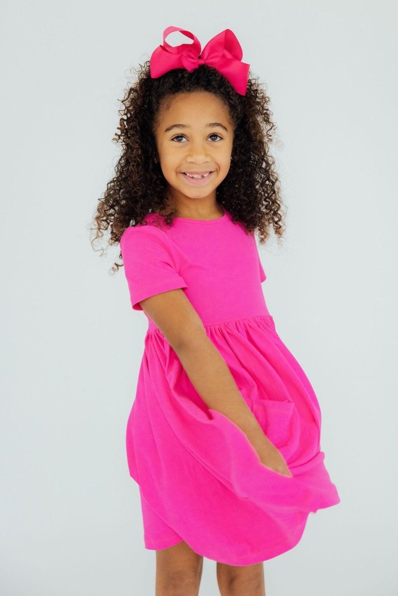 Mila & Rose ® Hot Pink Pocket Twirl Dress For Toddlers By Mila Rose - Everetts Place Boutique - 
