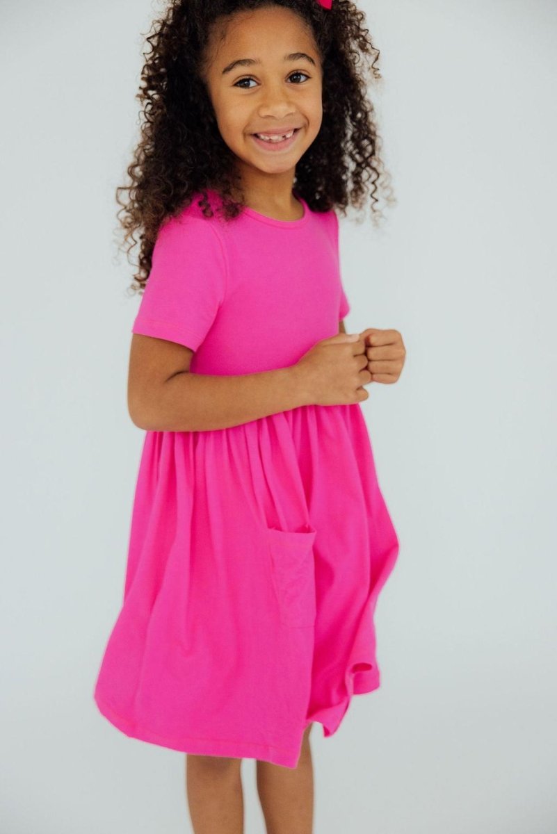 Mila & Rose ® Hot Pink Pocket Twirl Dress For Toddlers By Mila Rose - Everetts Place Boutique - 
