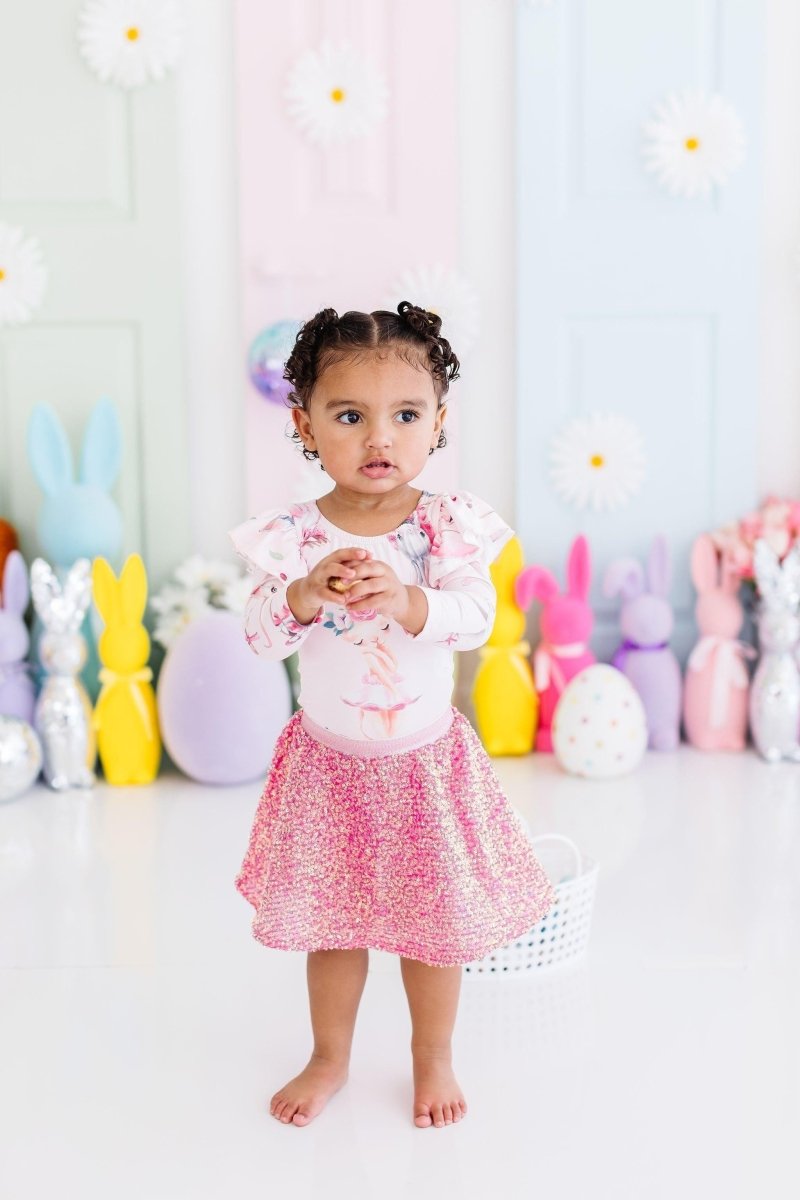 Mila & Rose ® Hot Pink Sequin Twirl Skort With Attached Shorts For Girls - Everetts Place Boutique - 