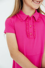 Hot Pink Short Sleeve Polo Dress For Girls Mila Rose Mila & Rose ® Everetts Place: Online Boutique
