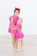 Mila & Rose ® Hot Pink Short Sleeve Twirl Leotard For Toddlers Girls - Everetts Place Boutique - 