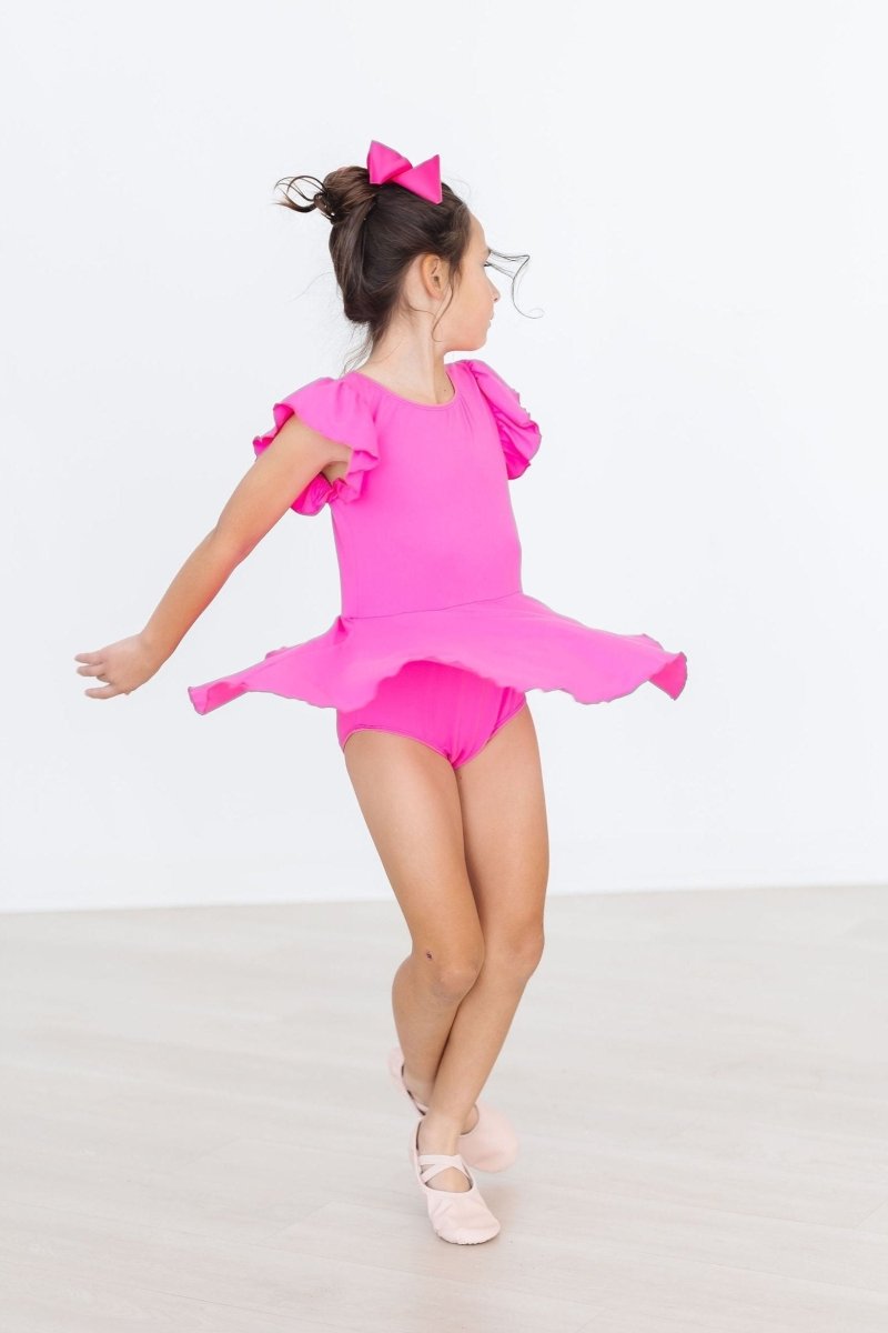 Mila & Rose ® Hot Pink Short Sleeve Twirl Leotard For Toddlers Girls - Everetts Place Boutique - 