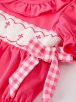 Rylee Faith Designs Hot Pink Smocked Church Bishop Christening Romper - Apparel & Accessories > Clothing > One-Pieces Romper