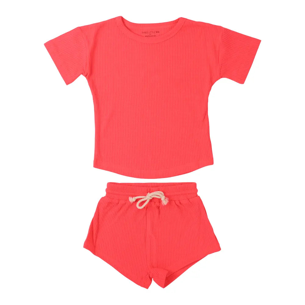 Three Little Tots Hot Pink Summer Waffle Set - 