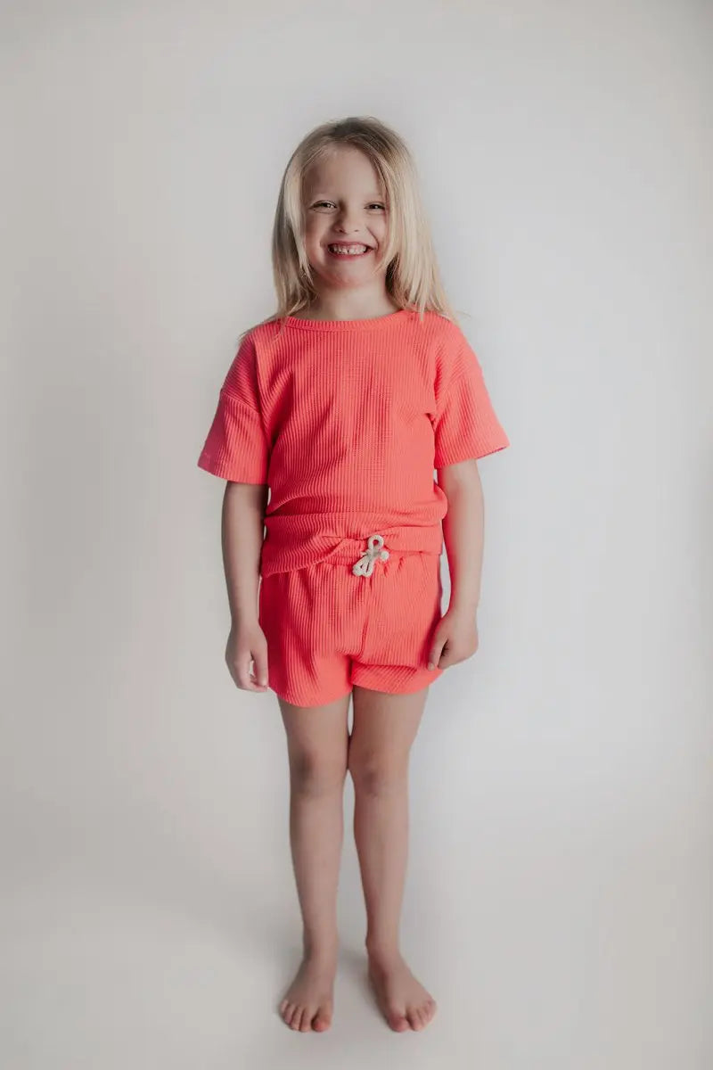 Three Little Tots Hot Pink Summer Waffle Set - 