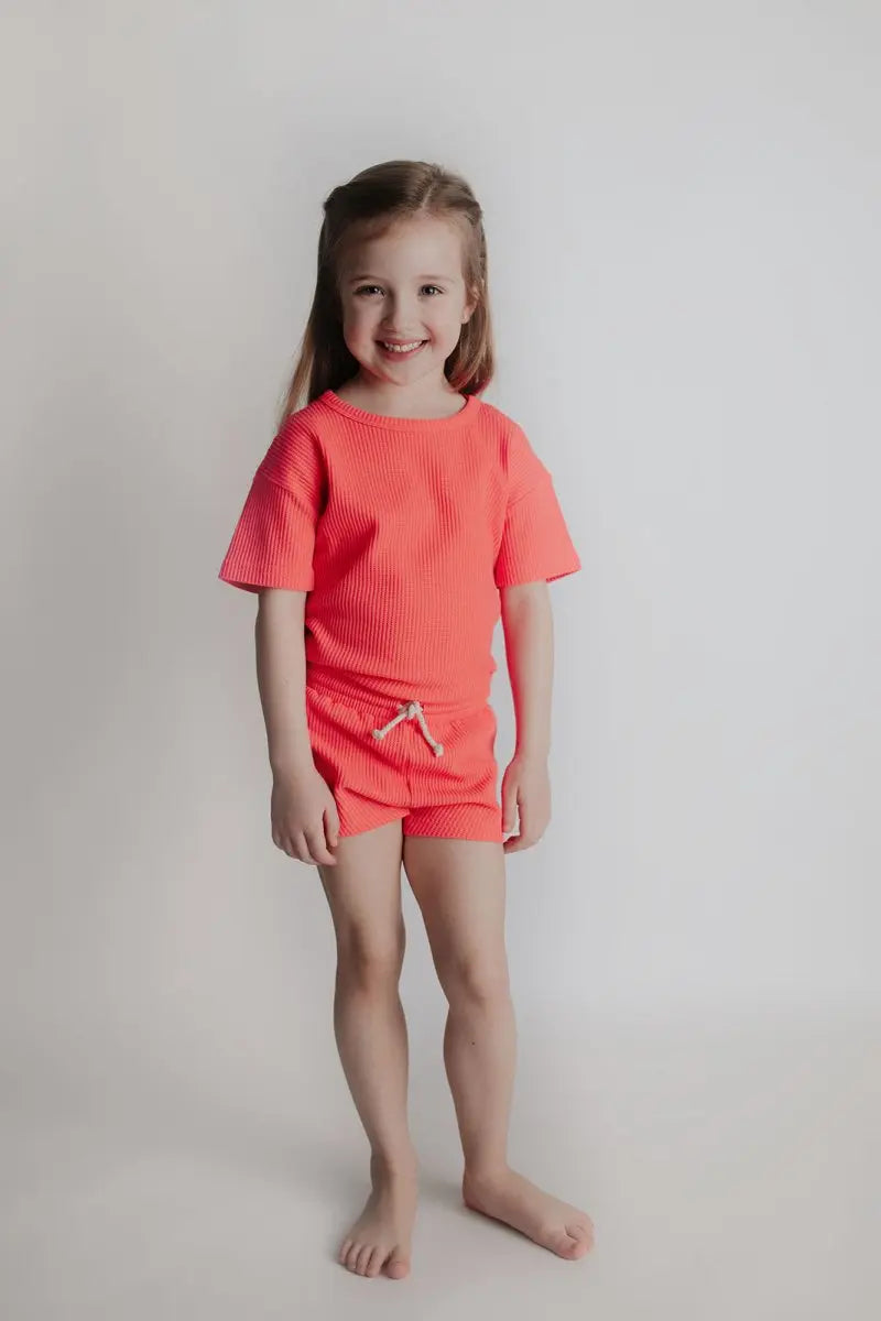 Three Little Tots Hot Pink Summer Waffle Set - 