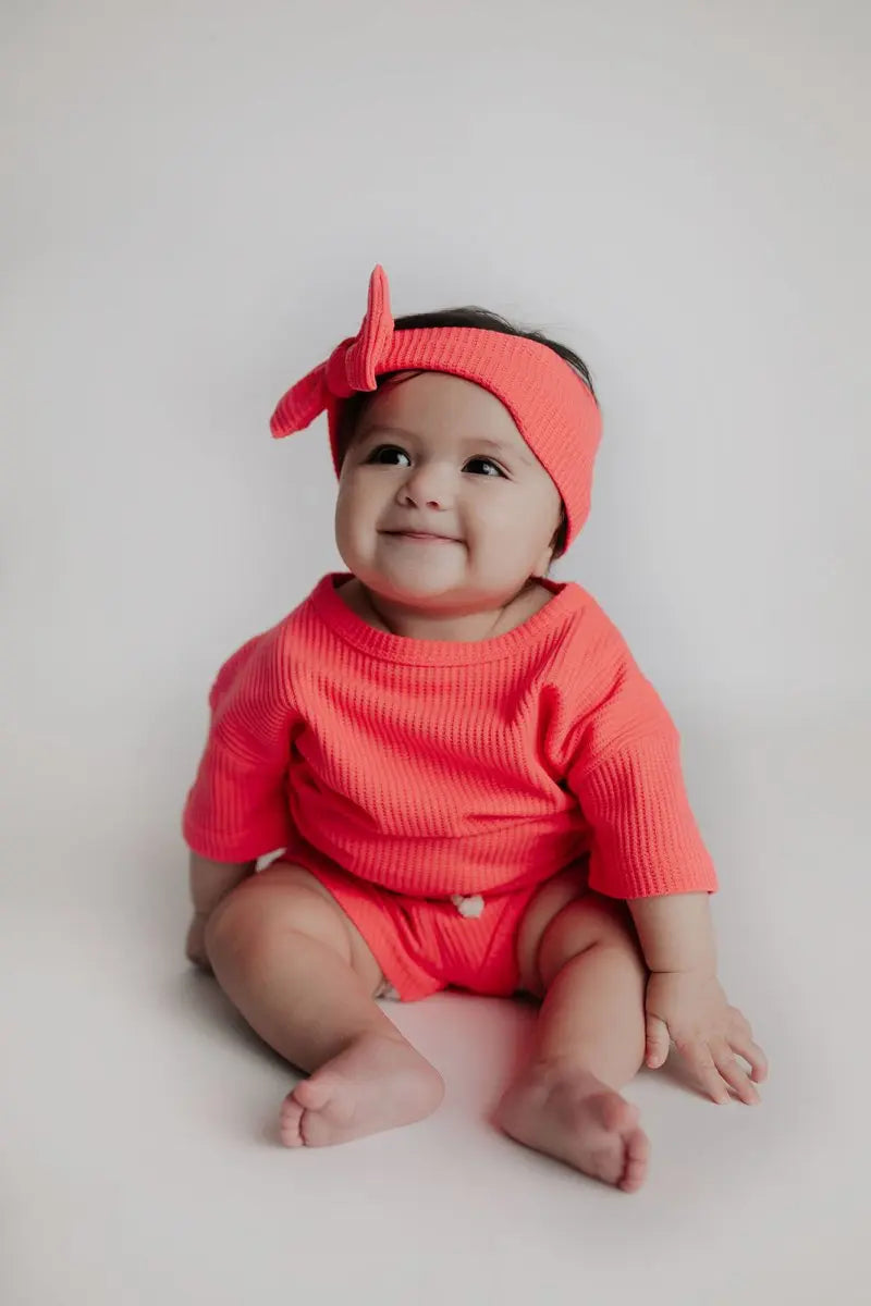 Three Little Tots Hot Pink Summer Waffle Set - 