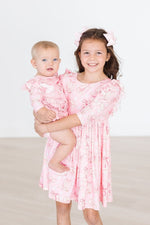 Mila & Rose ® Howdy Flutter Sleeve Twirl Bodysuit For Baby Girls Pink - Everetts Place Boutique - 