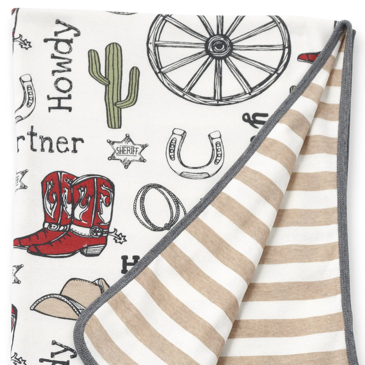 Howdy Partner Stroller Blanket 100 Percent Cotton For Baby With Cowboy Print Tesa Babe 